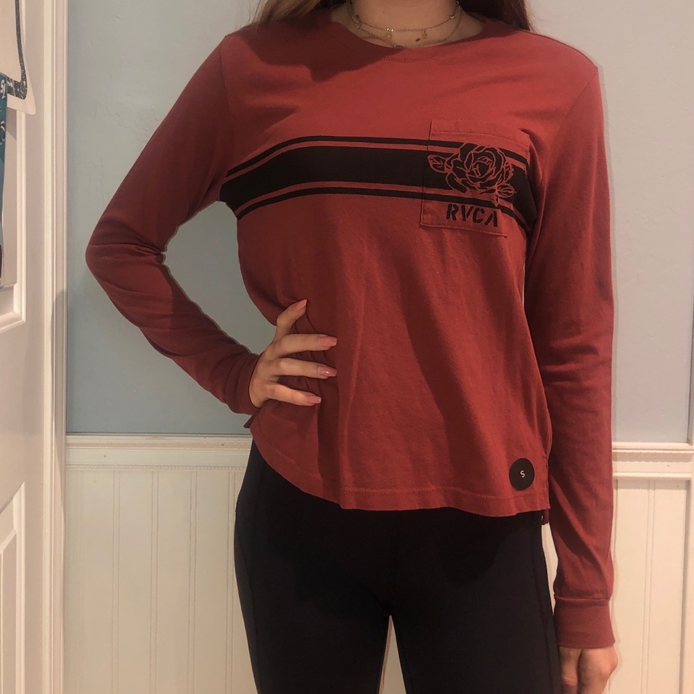 red rvca long sleeve tee